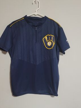 Milwaukee Brewers Cycling Jersey Adult Large Blue 1/4 Zip MLB Baseball Orbis